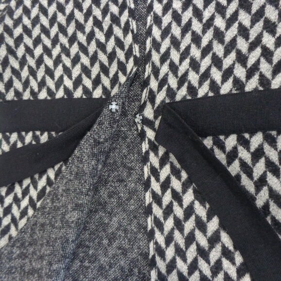 Heather‎ B 100% Wool Sweater Jacket Velvet Tie Waist Diamond Black Gray Size M - Picture 6 of 7